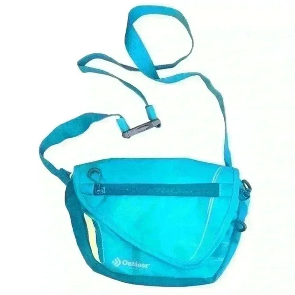 Outdoor Products Crossbody/Fanny Pack, Yellow/Turquoise Blue, 7”x9”x1” - Picture 1 of 10